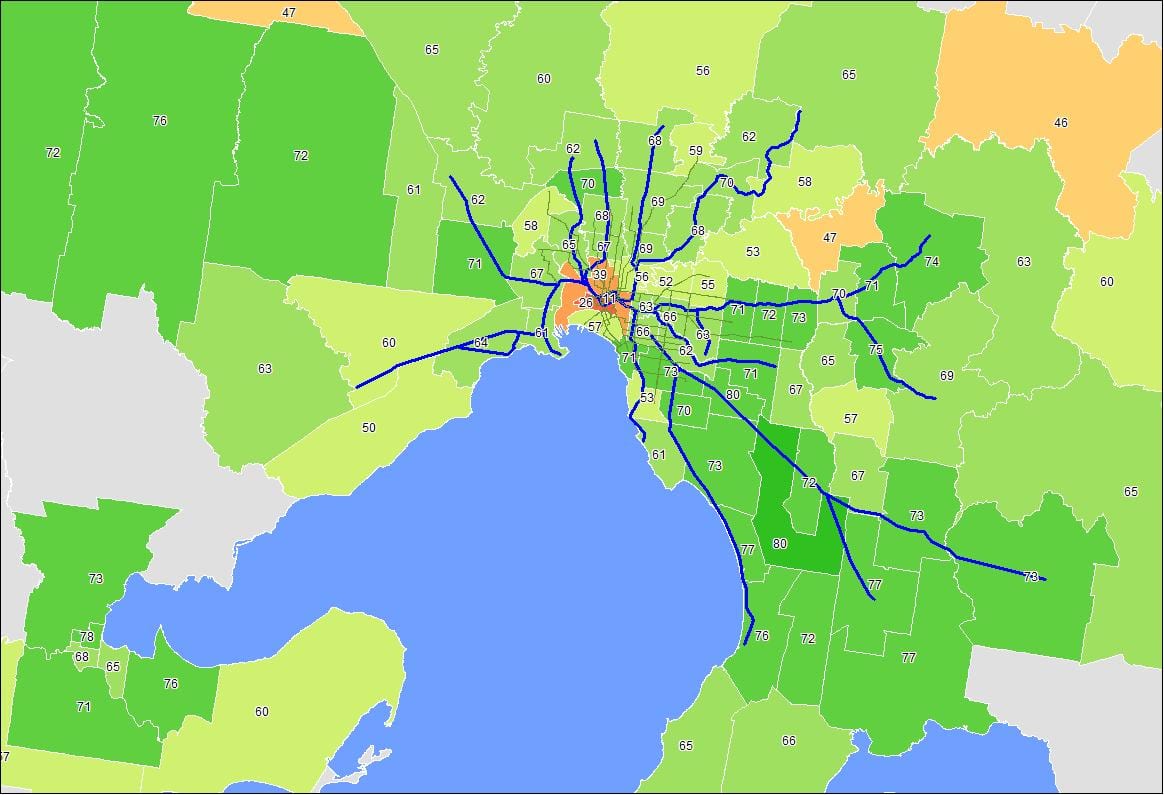 墨尔本中央商务区的地图