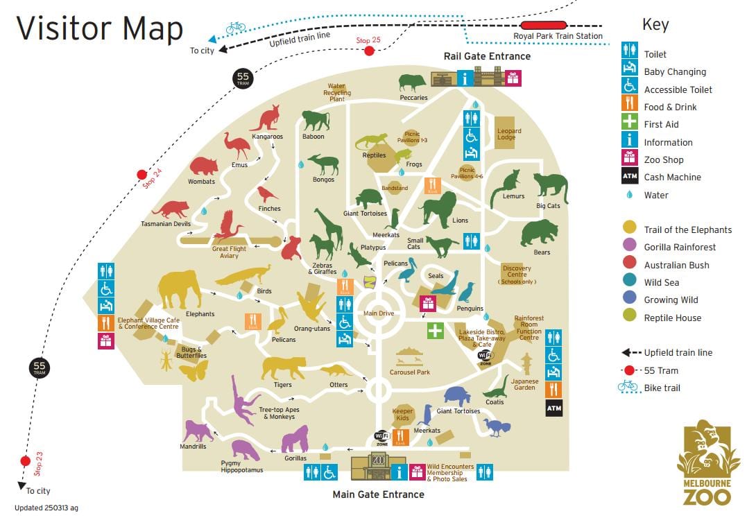 地图上的墨尔本的动物园