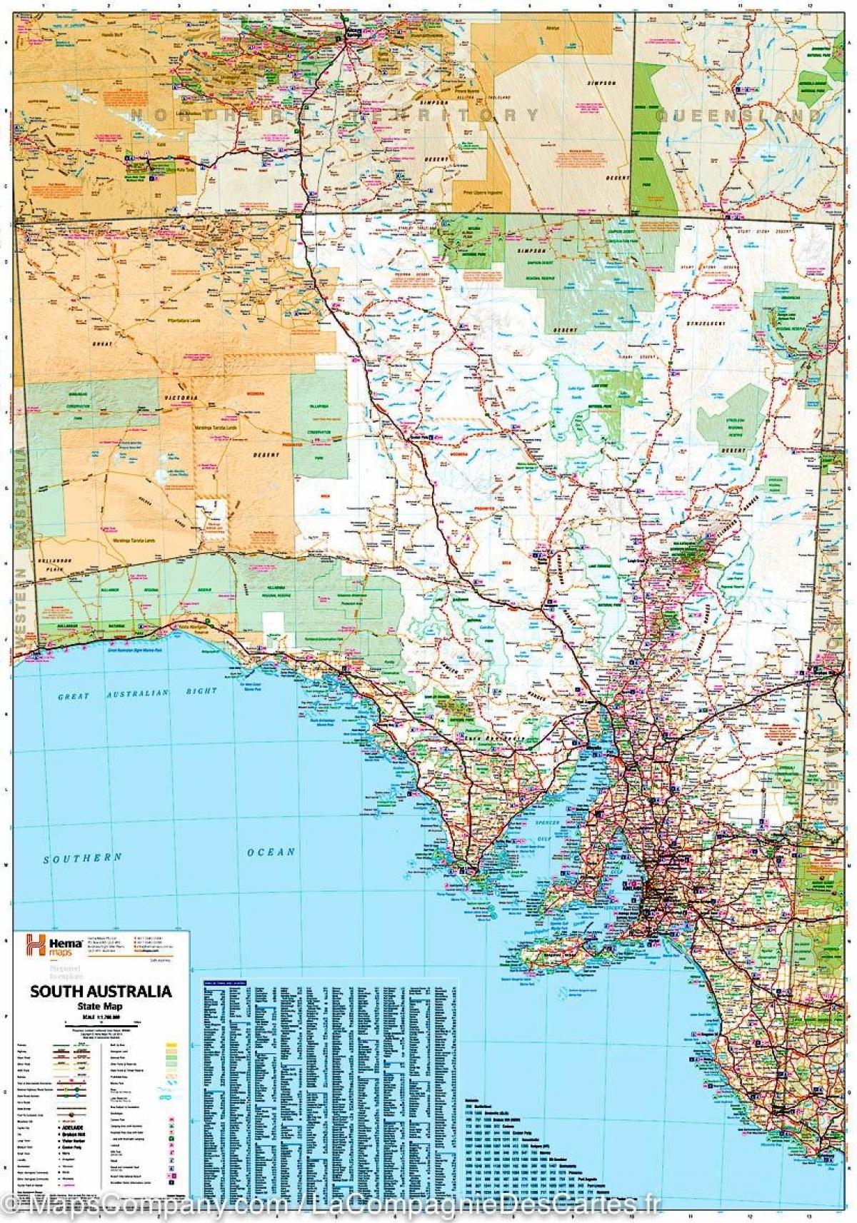 地图上的南澳大利亚