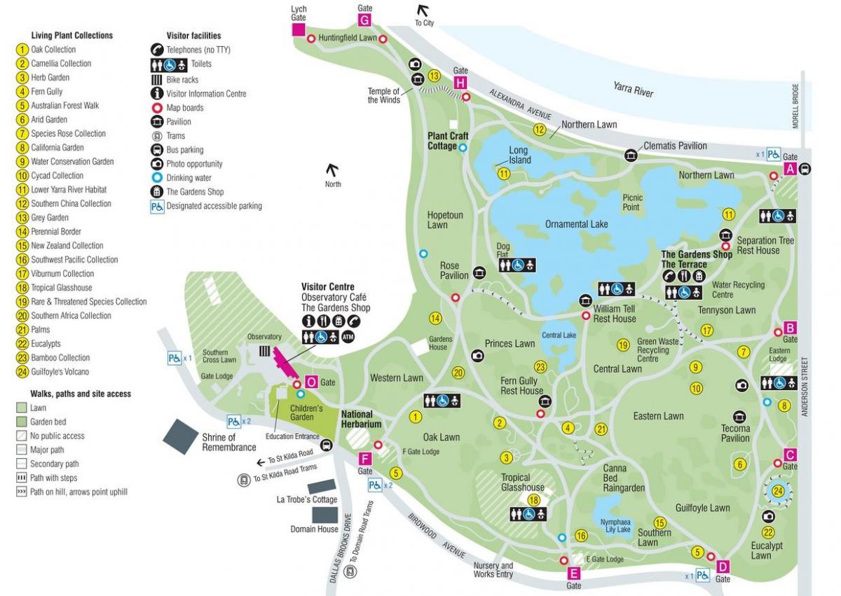 植物园墨尔本的地图