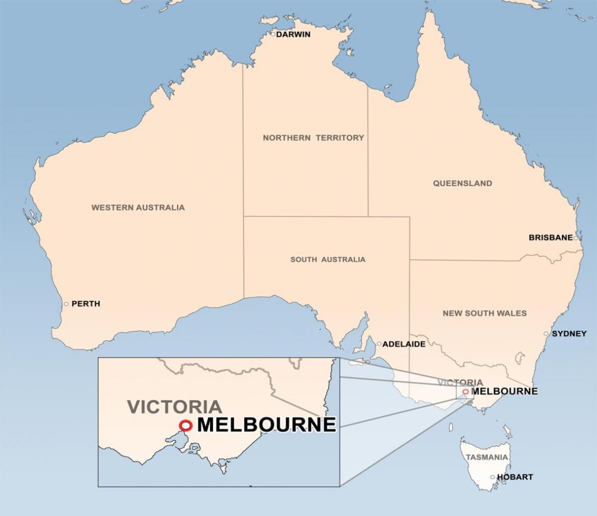 澳大利亚墨尔本的地图