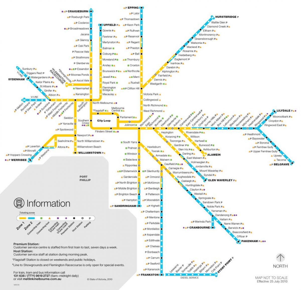 墨尔本列车的网络地图
