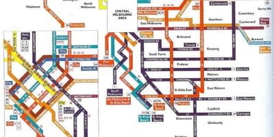墨尔本的公共交通地图