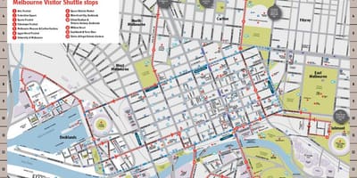 墨尔本城市的景点地图