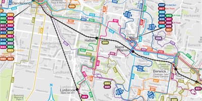 墨尔本巴士路线的地图