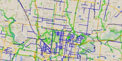 自行车道的墨尔本的地图